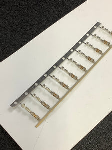 102920-1 -C - AMP - CONN SOCKET 27-32AWG CRIMP GOLD, Chain Form, 100 contacts per package. Quantity Shown Available = 100 Packs.
