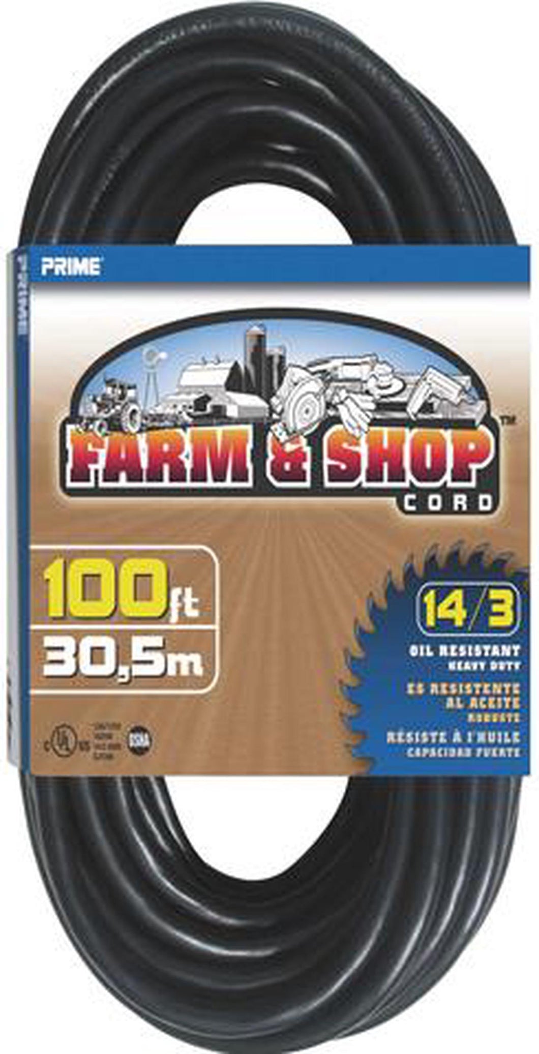 100ft 14/3 SJTOW Farm & Shop Oil Resistant Extension Cord, EC532735
