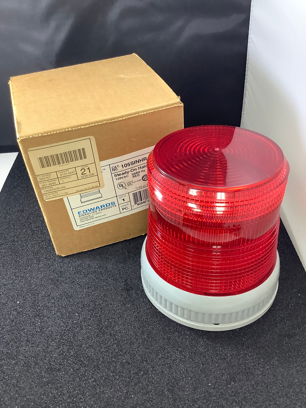 105SINHR-N5 - EDWARDS - RED Steady-On Halogen Beacons, 120VAC