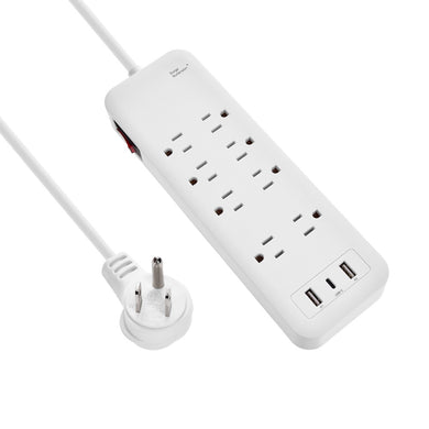 3Ft 8-Outlet Surge Protector 2USB-A+1USB-C,14 AWG, 215003C