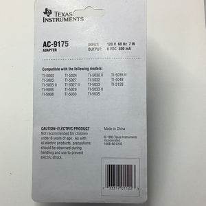 AC-9175 - Texas Instruments AC Adapter  6VDC 500mA