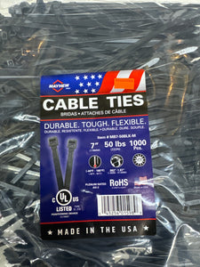 7" 50lb UV Black Ties 1000 PACK - MB7-50BLK-M - Mayhew Steel Products Inc.