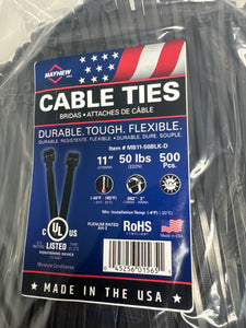 11" 50lb UV Black Ties 500 PACK - MB11-50BLK-D - Mayhew Steel Products Inc.