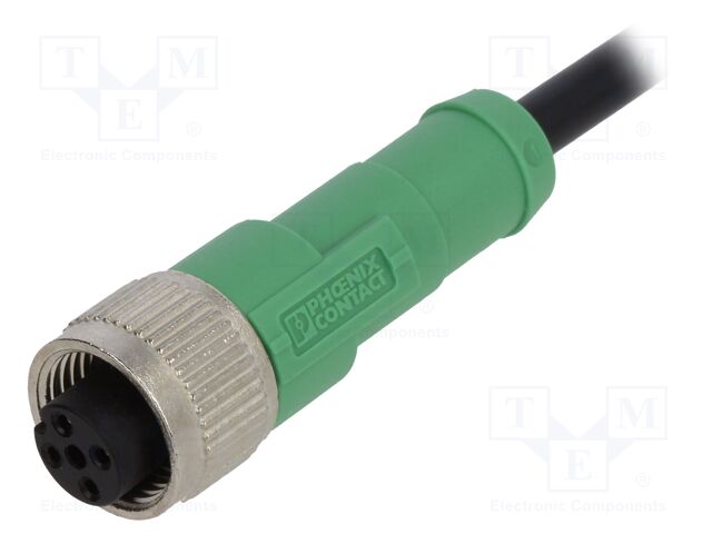 Sensor/actuator cable - 4-position - PUR halogen-free - black-gray RAL 7021 - free cable end - on Socket straight M12 , 1696963, SAC-4P-M12FS