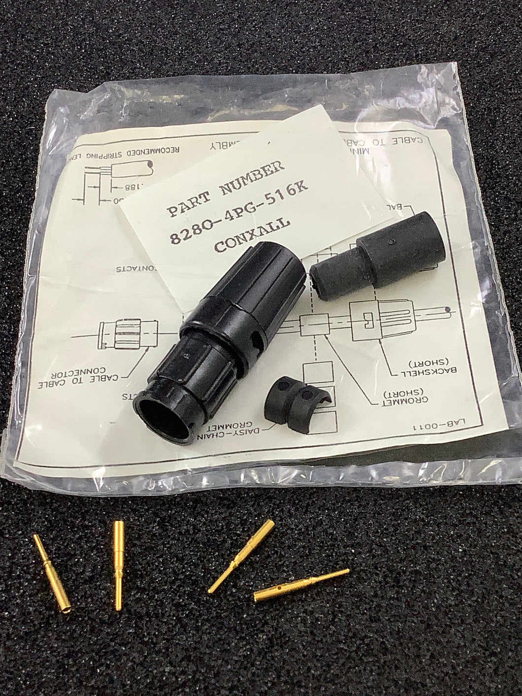 8280-4PG-516K - Conexall - 4 Position Circular Connector Receptacle, Male Pins Crimp