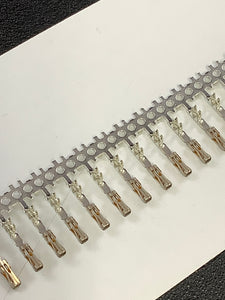 487406-1 -C - AMP - CONTACT FLAT FLEX SOCKET GOLD, Chain Form, 100 contacts per package. Quantity Shown Available = 100 Packs.