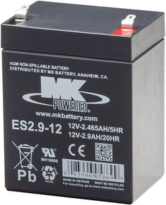 12V 2.9A Sealed Lead Acid Battery Tab=.187, ES2.9-12