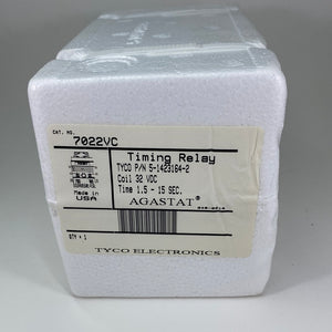 7022VC - AGASTAT/TYCO -  Off-Delay Time Delay Relay DPDT (2 Form C) 1.5 Sec ~ 15 Sec Delay 10A @ 240VAC Panel Mount  32VDC