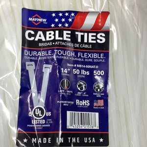 14" 50lb Natural Ties 500 PACK -