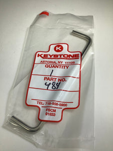 484 - KEYSTONE - Instrumentation Handle Brass, Nickel Finish Screw Holes, Back, 6”