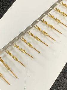 102095-2 -C - AMP - Pin Contact Gold 22-26 AWG Crimp, Chain Form, 100 contacts per package. Quantity Shown Available = 100 Packs.