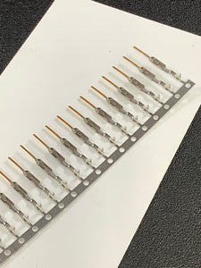104506-6 -C - AMP - CONN PIN 28-32AWG CRIMP GOLD, Chain Form, 100 contacts per package. Quantity Shown Available = 100 Packs.