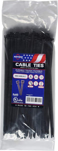 8" 40lb UV Black Ties 100 PACK, MB8-40BLK-C