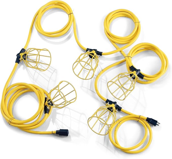 100ft 12/3 SJTW 10-Bulb Light String w/Metal Cages, LSUGM830