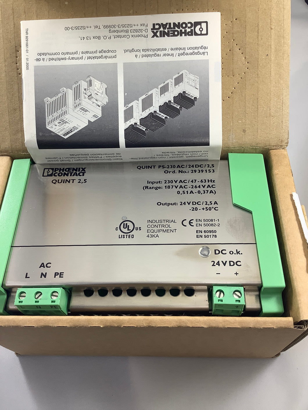 2939153 - PHOENIX - QUINT-PS-230AC/24DC/ 2,5 - Power supply unit 230V INPUT 24VDC OUTPUT