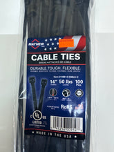 Load image into Gallery viewer, 14&quot; 50lb UV Black Ties 100 PACK - MB14-50BLK-C - Mayhew Steel Products Inc.
