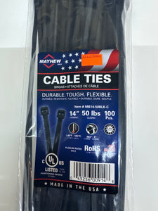 14" 50lb UV Black Ties 100 PACK - MB14-50BLK-C - Mayhew Steel Products Inc.