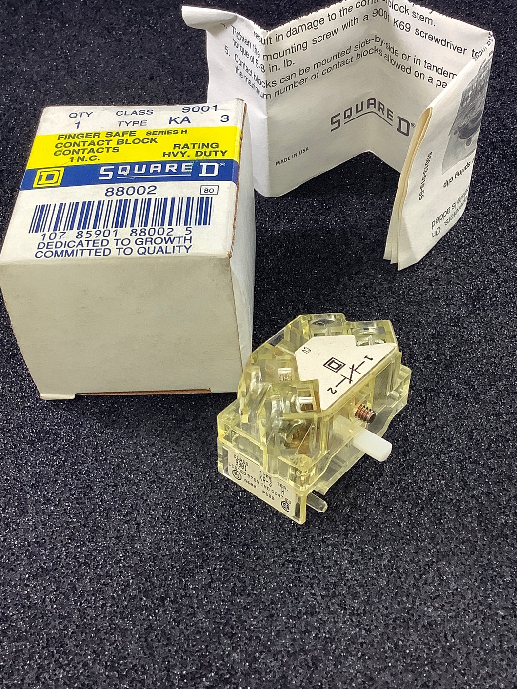 9001KA3-SERIES-H - SQUARE D - CONTACT BLOCK N.C. Class 9001, TYPE KA-3, Series H, FINGER SAFE