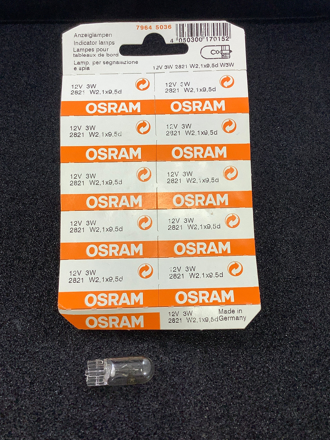 2821-10 - OSRAM - 12V 3W LAMP 10 pack