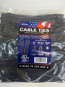 8" 40lb UV Black Ties 1000 PACK - MB8-40BLK-M - Mayhew Steel Products Inc.