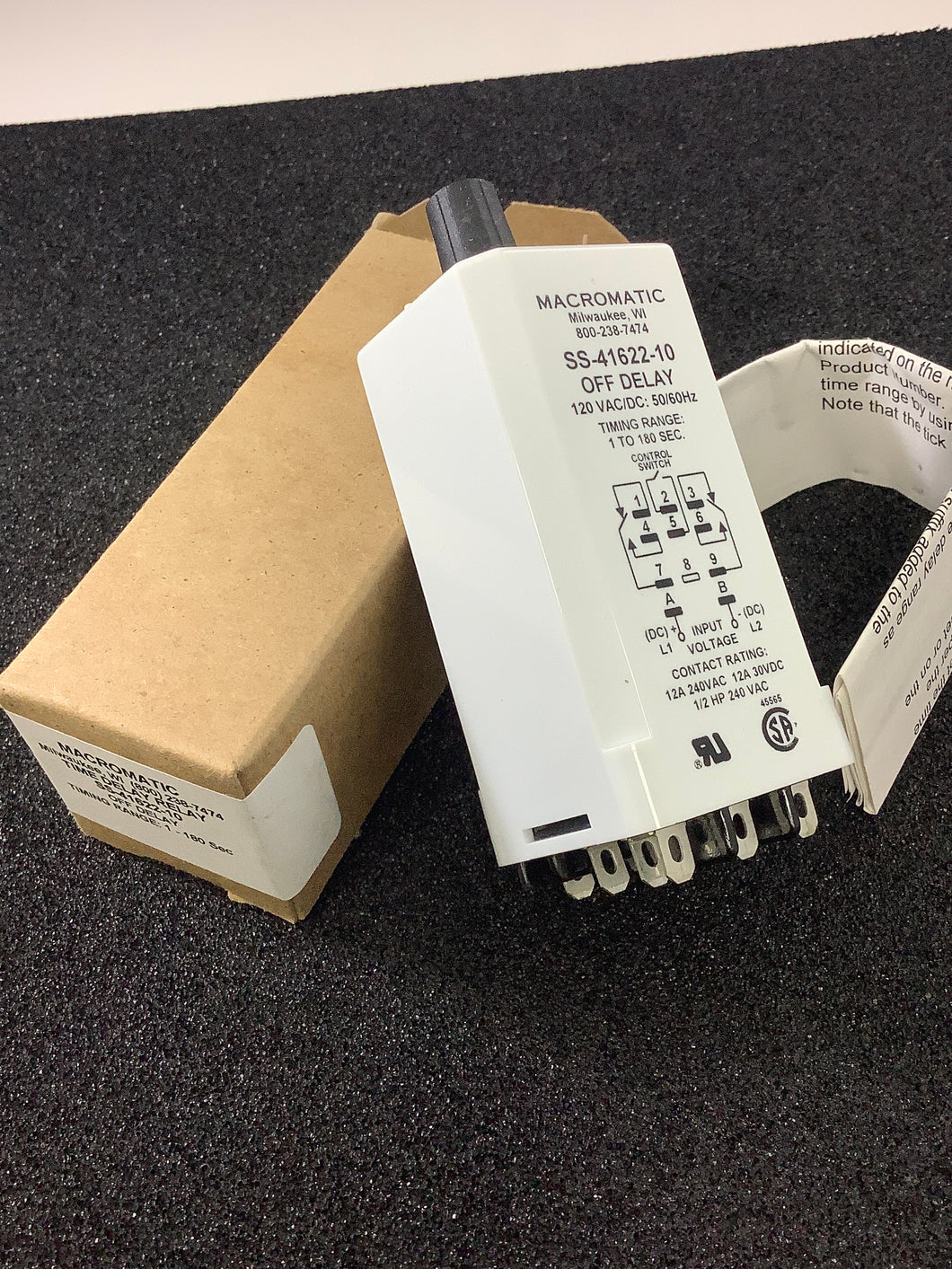 SS-41622-10 - MACROMATIC - OFF DELAY 1-180 SEC RELAY 120VAC/DC