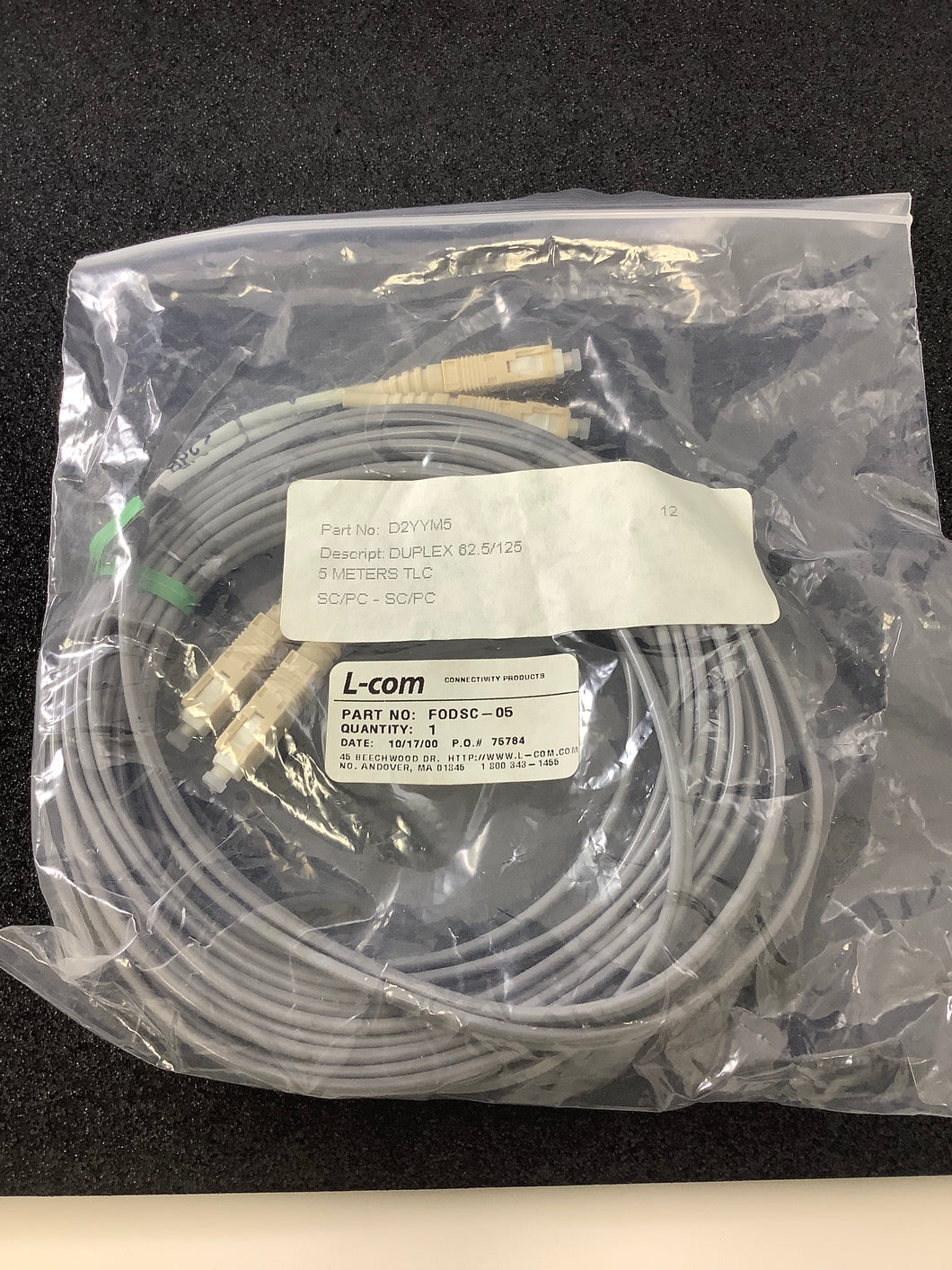 FODSC-05 - L-COM - FO CABLE, SC-SC DUPLEX, OM1, 16.4 5M