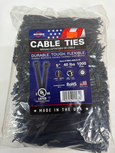 5" 40lb UV Black Ties 1000 PACK - MB5-40BLK-M - Mayhew Steel Products Inc.