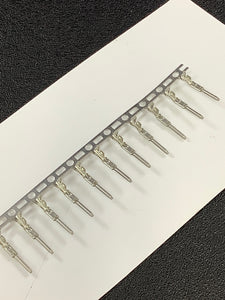 SYM-001T-0.6(N) -C - JST - TERMINAL PIN 28-22 AWG OD1.2-1.8mm TIN, Chain Form, 100 contacts per package. Quantity Shown Available = 100 Packs.