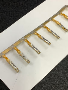 66104-1 -25 - AMP - Socket Contact Gold or PdNi +Gold Crimp 20-24 AWG Stamped, Chain Form, 25 contacts per package. Quantity Shown Available = 25 Packs.