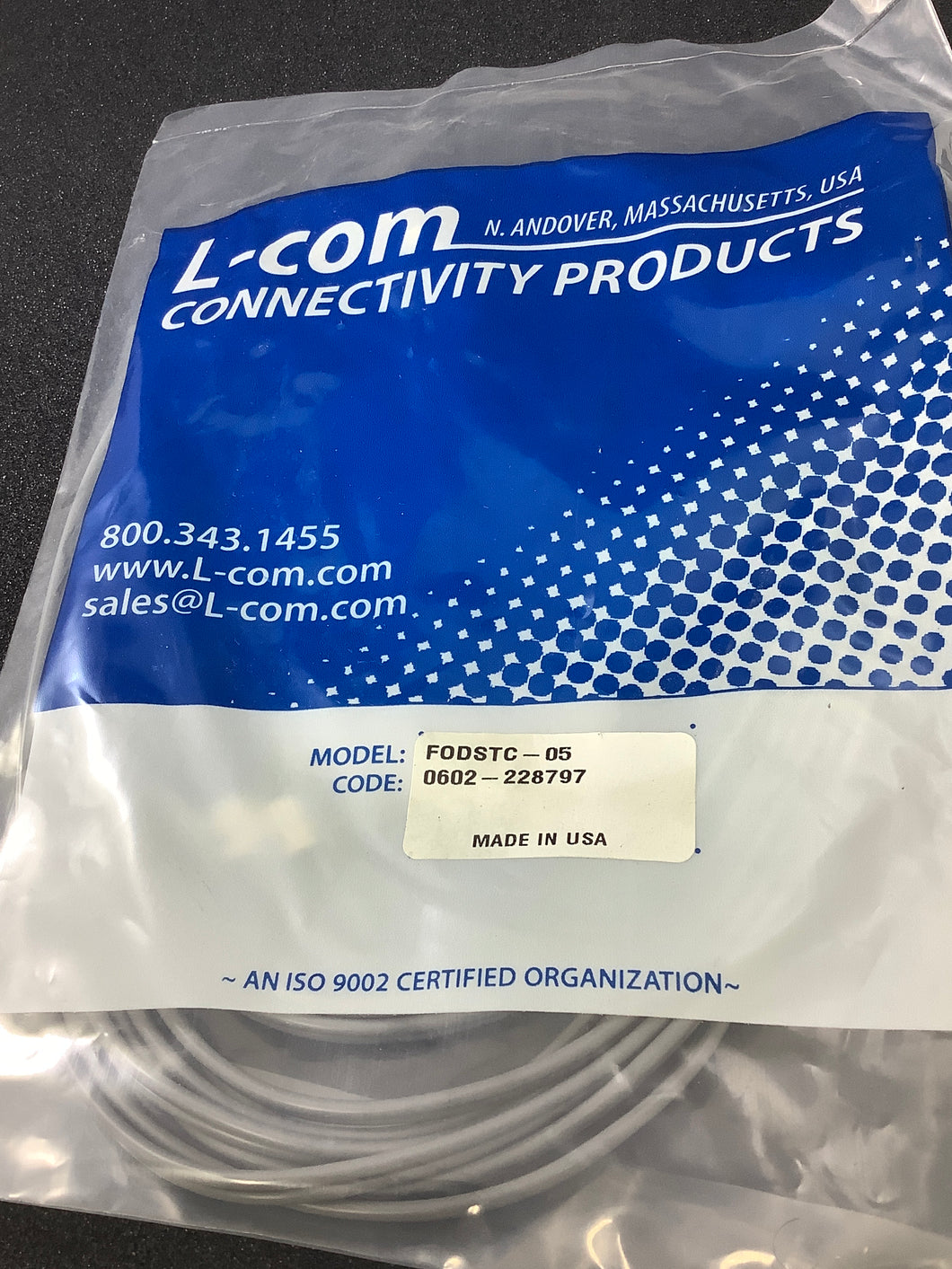 FODSTC-05 - L-COM - Fibre Optic Cable, Multimode, 2 Fibres, 62.5µm/125µmDia, ST-ST Duplex, 5M
