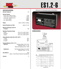 Load image into Gallery viewer, ES1.2-6 - MK BATTERY - 6V 1.2AH Sealed Lead Acid Battery Tab=.187
