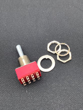 Load image into Gallery viewer, 7415TZQI - C&amp;K - Switch Toggle Mom ON Mom 4PDT Round Toggle Solder Lug 5A 250VAC 28VDC
