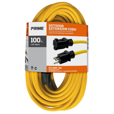 100ft 12/3 SJTW Yellow Outdoor Extension Cord, EC500835
