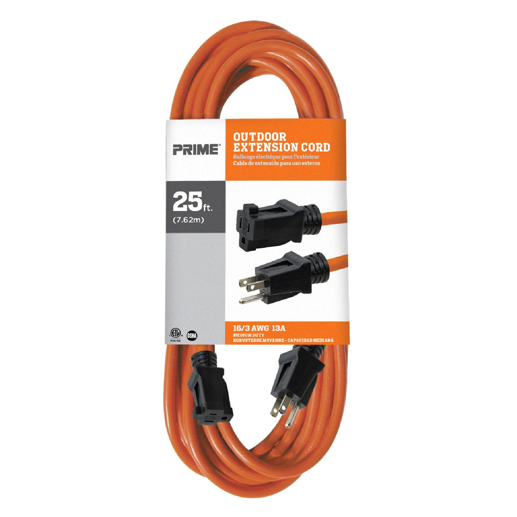 25ft 16/3 SJTW Orange Outdoor Extension Cord, EC501625
