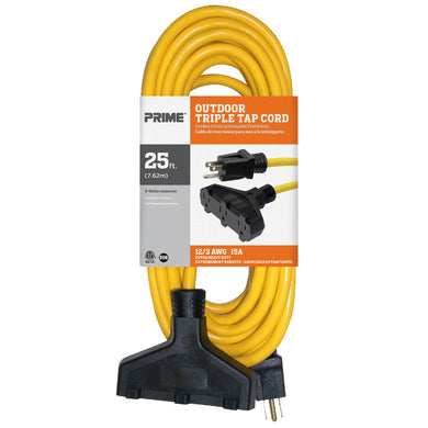 25ft 12/3 SJTW 3-Outlet Outdoor Extension Cord, EC600825