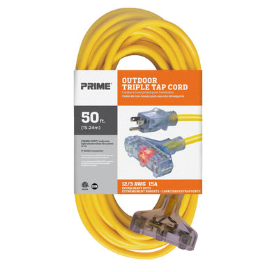 50ft 12/3 SJTW Yellow Extension Cord w/Primelight®, EC611830