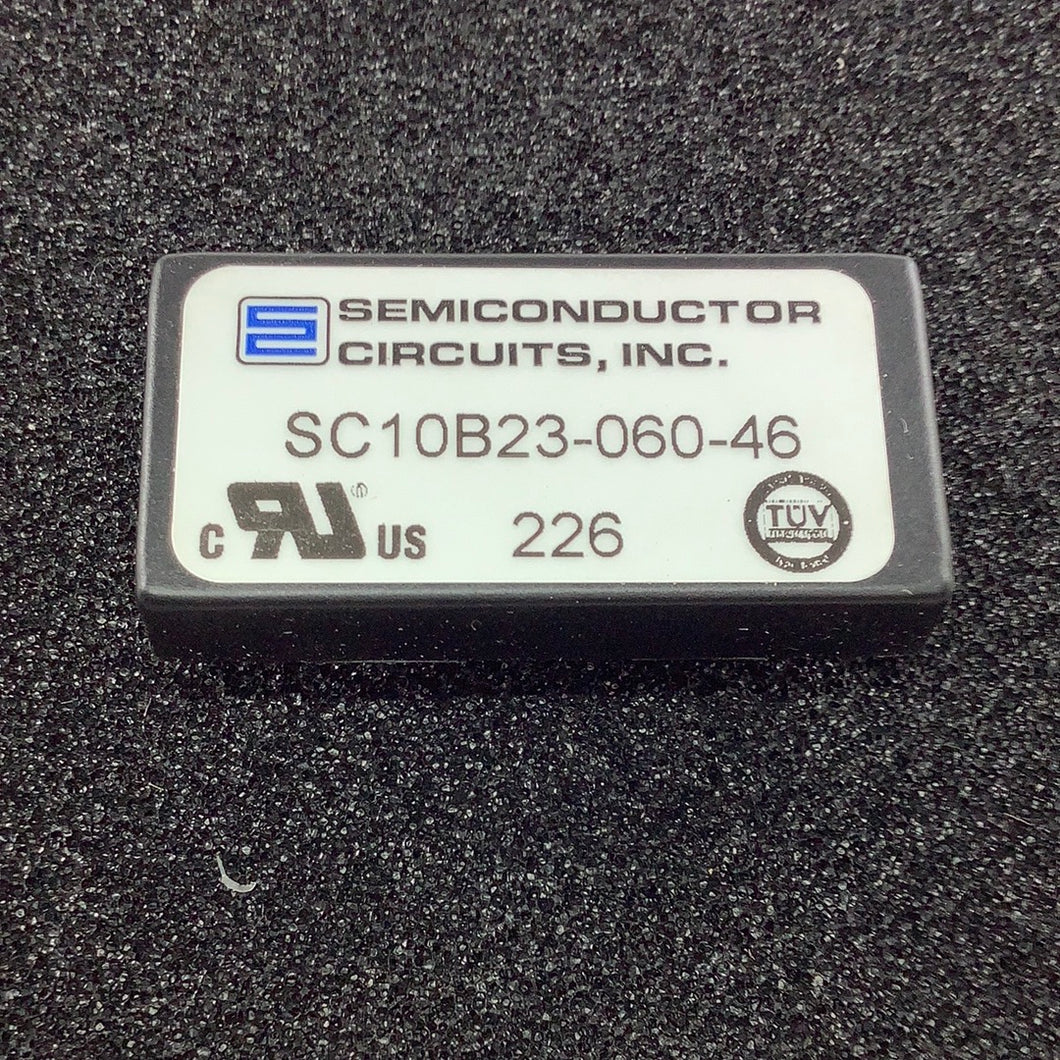 SC10B23-060-46 - SEMICONDUCTOR CIRCUITS - DC-DC CONVERTER  INPUT 18-75VDC
OUTPUT +/- 12VDC 300 MA