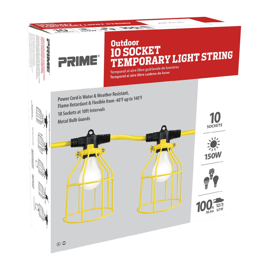 12/3 SJTW Temporary Light Strip with Metal Cages, 50-Feet, LSUGM835