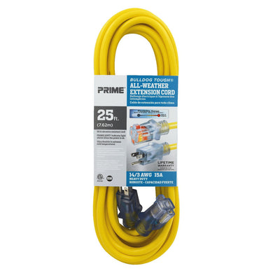 25ft 14/3 SJTOW Yellow Bulldog Tough® Cord w/Primelight®, LT511725