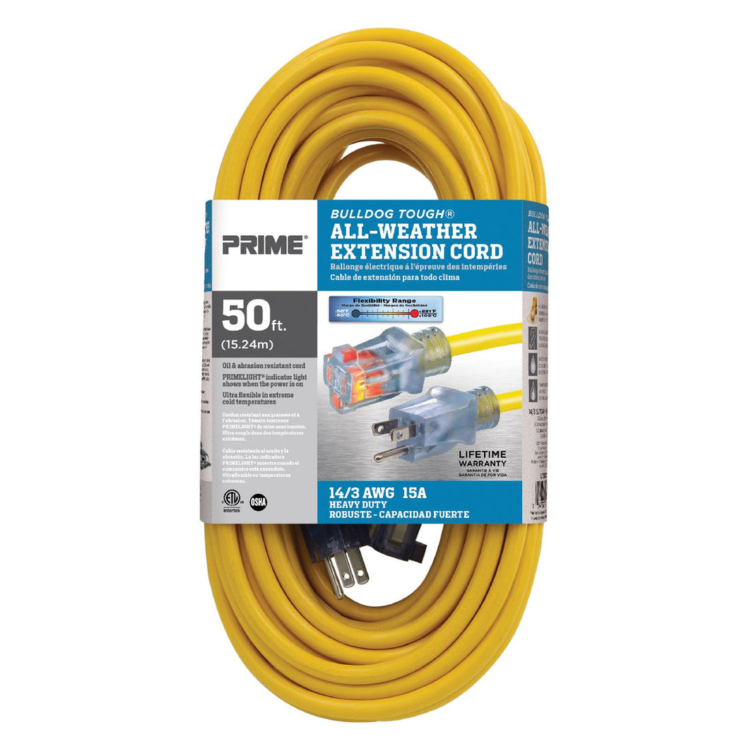 50ft 14/3 SJTOW Yellow Bulldog Tough® Cord w/Primelight®, LT511730