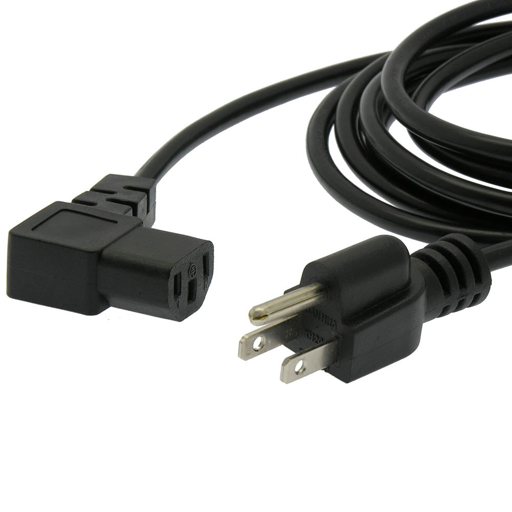 6Ft Computer Power Cord 5-15P to C-13 Right Angle Black / SVT 18/3