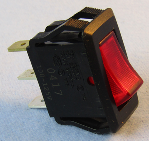 Lighted Rocker, SPST 15A @125V, On-Off, Red, 30-395