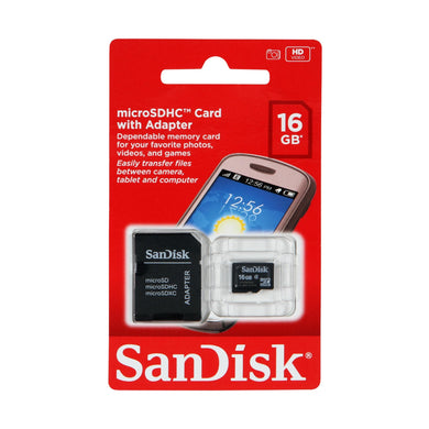 SANDISK MICRO 16GB SDHC WITH MICRO ADAPTER , SDMICRO16GB