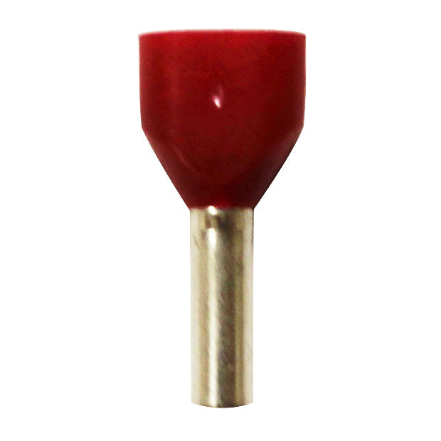 FERRULE, DUAL, 16 AWG, 8MM, RED-100 PCS