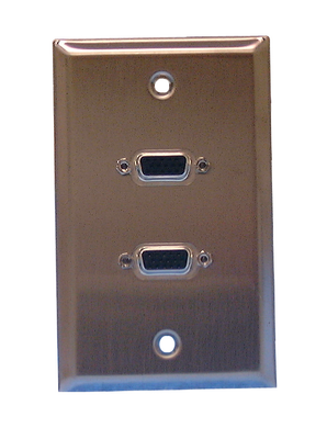 Stnles. Stl. Wall Plate (2) VGA Feed-Thru Jacks, 75-1005