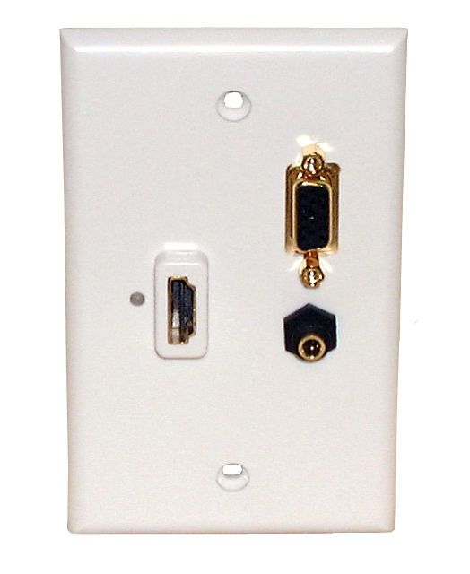 HDMI+HD15+3.5mm St. Jack Wall Plate, 75-1057