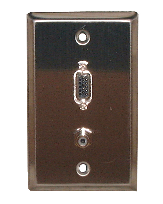 Stainless Steel Wall Plate VGA + RCA Feed-Thru Jack, 75-1086