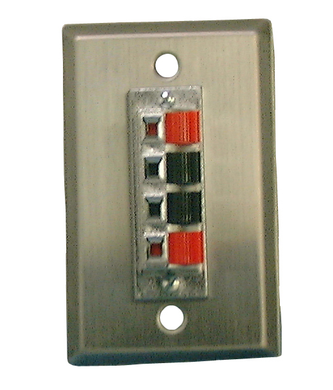 Stnls Stl Wall Plate-4 Pos Speaker Term, 75-1674