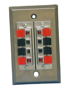 Stnls Stl Wall Plate-(2) 4 Pos Spkr Term, 75-1678