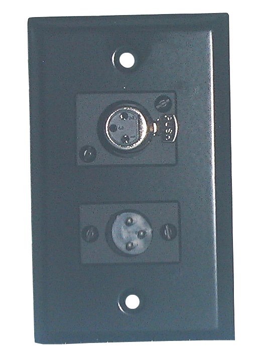 Black S/S Wall Plate-XLR Male+Female, 75-781